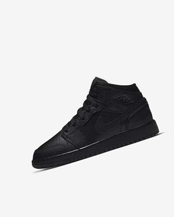 Black / Black / Black Boys' Nike Air Jordan 1 Mid Sneakers | UK2646