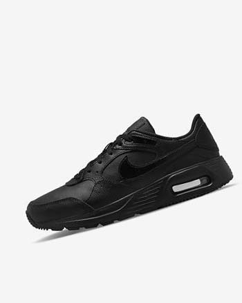 Black / Black / Black Men's Nike Air Max SC Leather Sneakers | UK5312