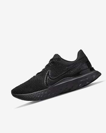 Black / Black / Black Men's Nike React Infinity Run Flyknit 3 Running Shoes | UK5330