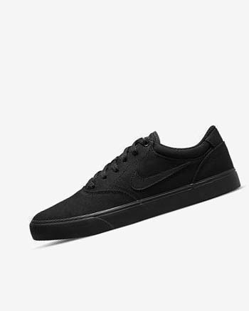 Black / Black / Black Men's Nike SB Chron 2 Canvas Skate Shoes | UK2418