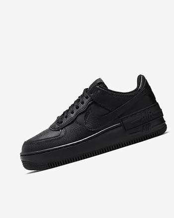 Black / Black / Black Women's Nike Air Force 1 Shadow Sneakers | UK4660