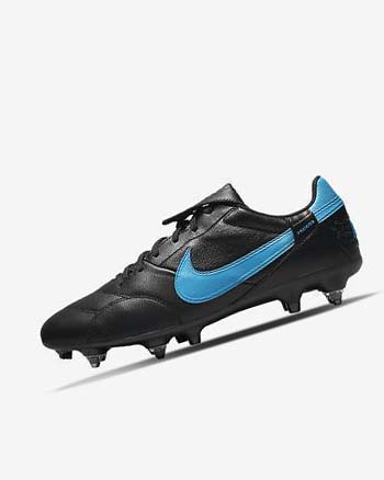 Black / Black / Blue Men's Nike The Premier 3 SG-PRO Anti-Clog Traction Football Boots | UK4594