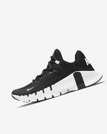 Black / Black / White Women's Nike Free Metcon 4 Training Shoes | UK4496