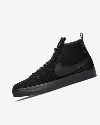 Black / Dark Grey / Black / Black Men's Nike SB Zoom Blazer Mid PRM Skate Shoes | UK4977