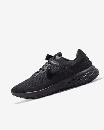 Black / Dark Grey / Black Men's Nike Revolution 6 FlyEase Next Nature Running Shoes | UK2979