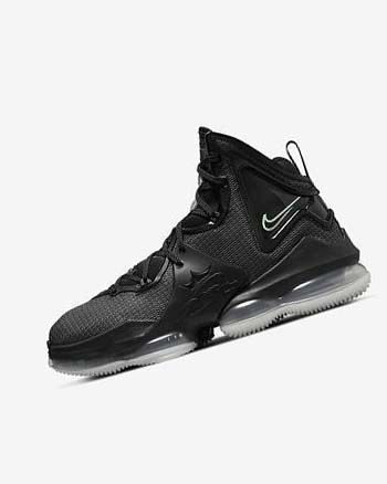 Black / Dark Grey / Green Men's Nike LeBron 19 Basketball Shoes | UK4616