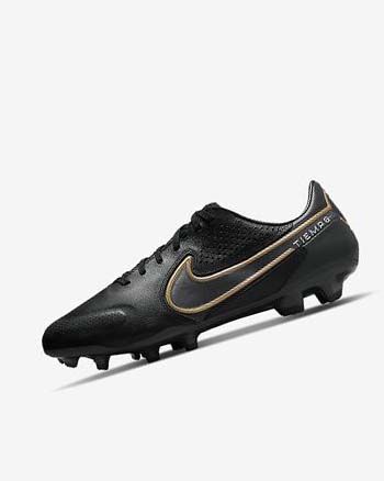 Black / Dark Grey / Metal Gold / Metal Dark Grey Women's Nike Tiempo Legend 9 Pro FG Football Boots | UK4964