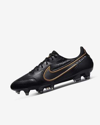 Black / Dark Grey / Metal Gold / Metal Dark Grey Women's Nike Tiempo Legend 9 Elite SG-Pro AC Football Boots | UK5309