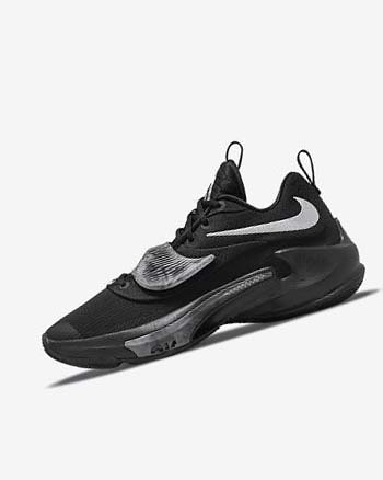 Black / Grey / Pink / Metal Silver Women's Nike Zoom Freak 3 Basketball Shoes | UK4668