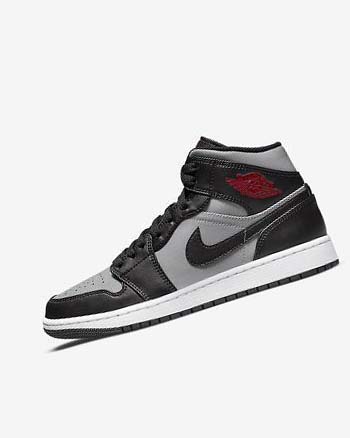 Black / Grey / White / Red Men's Nike Air Jordan 1 Mid Sneakers | UK2550