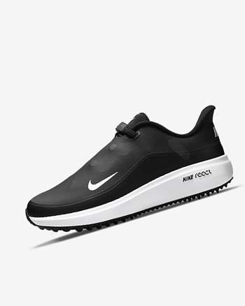 Black / Metal Dark Grey / White Women's Nike React Ace Tour Golf Shoes | UK5289