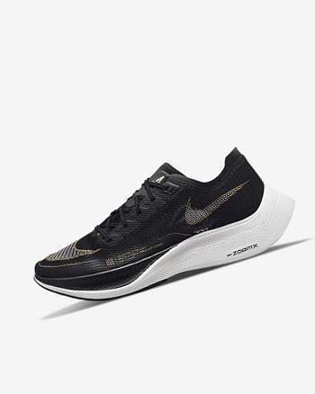 Black / Metal Gold / White Men's Nike ZoomX Vaporfly Next% 2 Running Shoes | UK3066