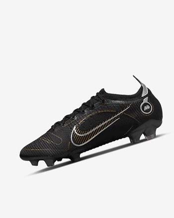 Black / Metal Silver / Grey / Metal Gold Women's Nike Mercurial Vapor 14 Elite FG Football Boots | UK4527