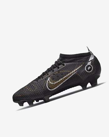 Black / Metal Silver / Grey / Metal Gold Women's Nike Mercurial Vapor 14 Pro FG Football Boots | UK4813