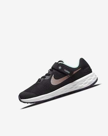 Black / Mint / Purple / Metal Red Brown Girls' Nike Revolution 6 FlyEase Running Shoes | UK2572