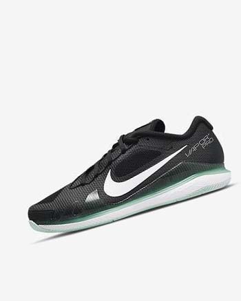 Black / Mint / White Men's Nike Court Air Zoom Vapor Pro Tennis Shoes | UK2961