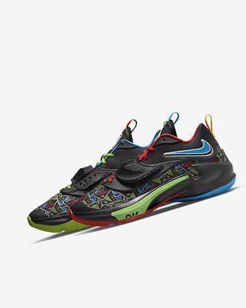 Black / Multicolor Men's Nike Zoom Freak 3 Basketball Shoes | UK2396