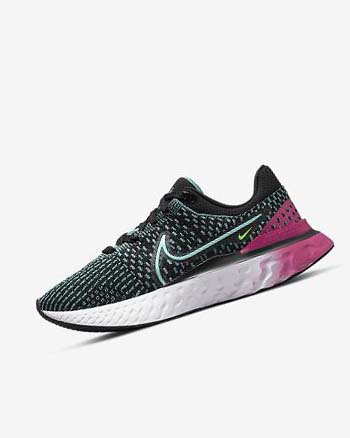 Black / Pink / Turquoise / Turquoise Women's Nike React Infinity Run Flyknit 3 Running Shoes | UK2889