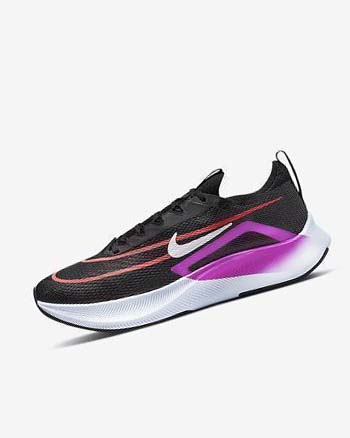 Black / Purple / White Men's Nike Zoom Fly 4 Running Shoes | UK3121