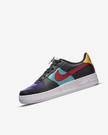 Black / Turquoise / Purple / Red Boys' Nike Air Force 1 LV8 EMB Sneakers | UK3105