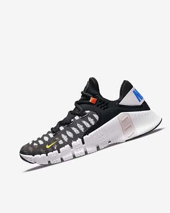 Black / White / Blue / Yellow Men's Nike Free Metcon 4 Training Shoes | UK1209