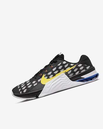 Black / White / Blue / Yellow Men's Nike Metcon 7 Training Shoes | UK5444