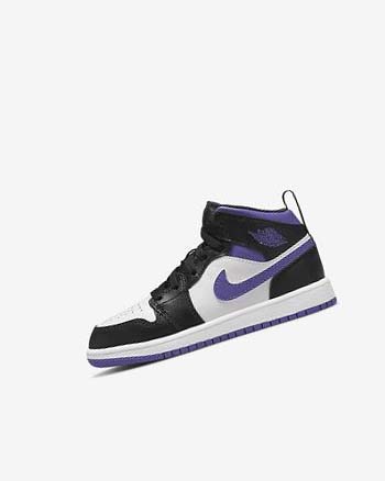 Black / White / Dark Boys' Nike Jordan 1 Mid Shoes | UK3261