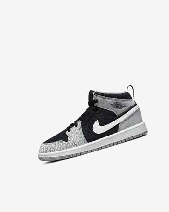 Black / White / Light Grey / Red Boys' Nike Jordan 1 Mid SE Shoes | UK2959