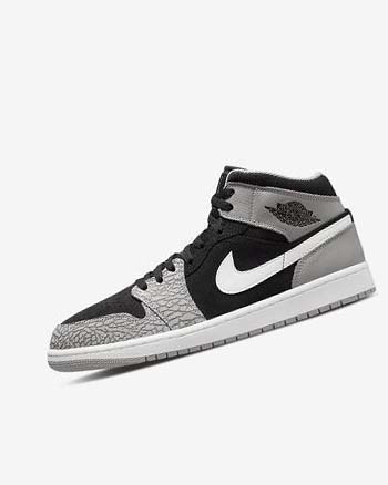 Black / White / Light Grey / Red Men's Nike Air Jordan 1 Mid SE Sneakers | UK5056