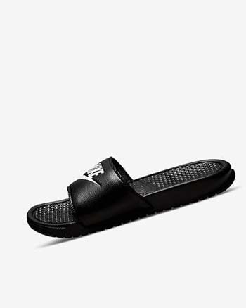 Black / White Men's Nike Benassi JDI Slides | UK3086