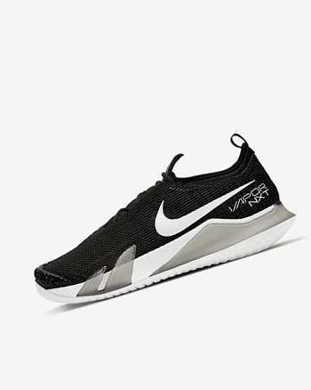 Black / White Men's Nike Court React Vapor NXT Tennis Shoes | UK5290