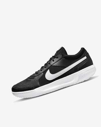 Black / White Men's Nike Court Zoom Lite 3 Tennis Shoes | UK5061