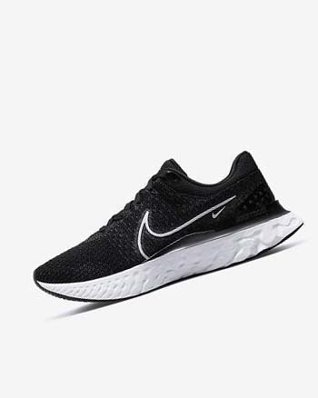 Black / White Men's Nike React Infinity Run Flyknit 3 Running Shoes | UK3027