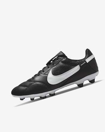 Black / White Men's Nike The Premier 3 FG Football Boots | UK2776