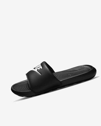 Black / White Men's Nike Victori One Slides | UK2367