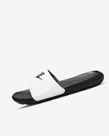 Black / White Men's Nike Victori One Slides | UK4781