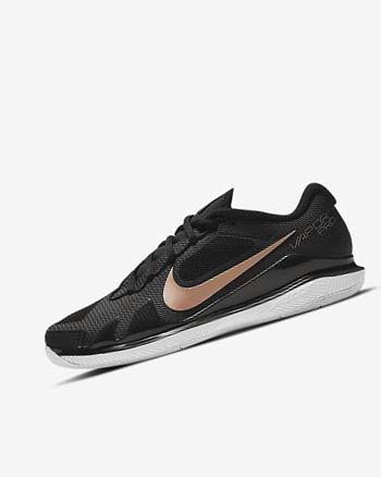 Black / White / Metal Red Brown Women's Nike Court Air Zoom Vapor Pro Tennis Shoes | UK2430