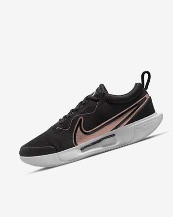 Black / White / Metal Red Brown Women's Nike Court Zoom Pro Tennis Shoes | UK3196