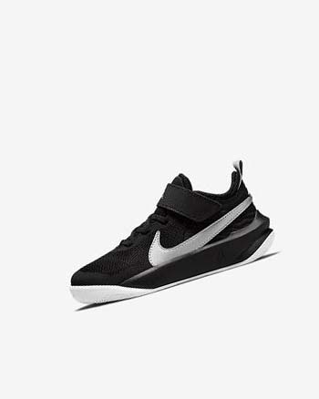 Black / White / Metal Silver Boys' Nike Team Hustle D 10 Basketball Shoes | UK4900