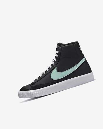 Black / White / Mint Boys' Nike Blazer Mid '77 Sneakers | UK5486