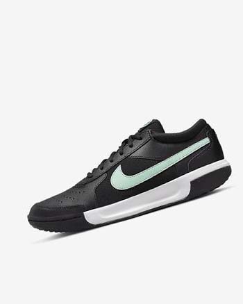 Black / White / Mint Men's Nike Court Zoom Lite 3 Tennis Shoes | UK4600