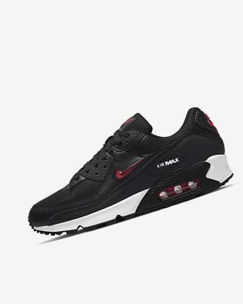 Black / White / Red Men's Nike Air Max 90 Casual Shoes | UK3188