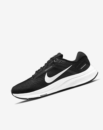 Black / White Women's Nike Air Zoom Structure 24 Running Shoes | UK2605