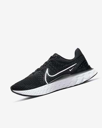 Black / White Women's Nike React Infinity Run Flyknit 3 Running Shoes | UK4576