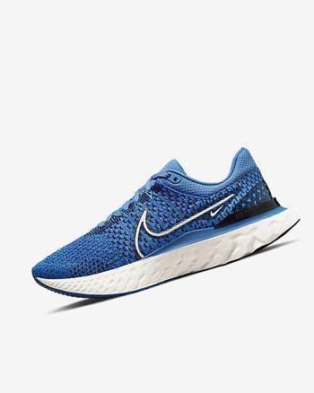 Blue / Black / Blue Men's Nike React Infinity Run Flyknit 3 Running Shoes | UK4846