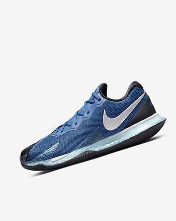 Blue / Black / Metal Silver Men's Nike Court Air Zoom Vapor Cage 4 Rafa Tennis Shoes | UK5355