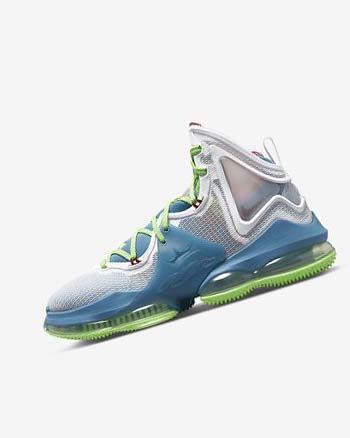 Blue / Light Green / White / Burgundy Men's Nike LeBron 19 Basketball Shoes | UK2339