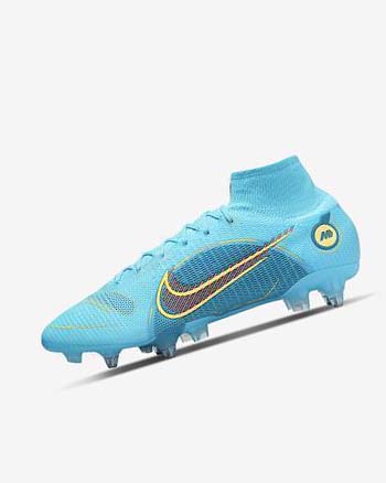 Blue / Orange Men's Nike Mercurial Superfly 8 Elite SG-PRO Anti-Clog Traction Football Boots | UK2792