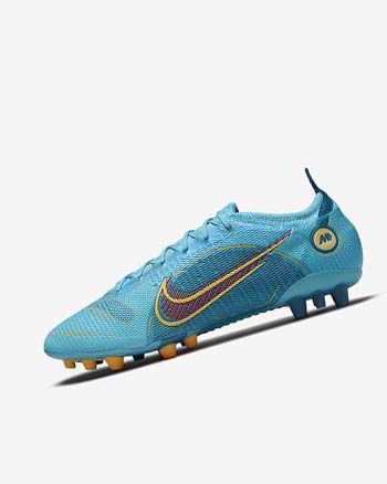 Blue / Orange Men's Nike Mercurial Vapor 14 Elite AG Football Boots | UK5409