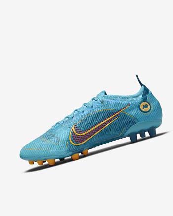 Blue / Orange Women's Nike Mercurial Vapor 14 Elite AG Football Boots | UK5321